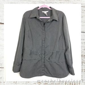 Fred David Woman Plus Size Button Down Striped Top